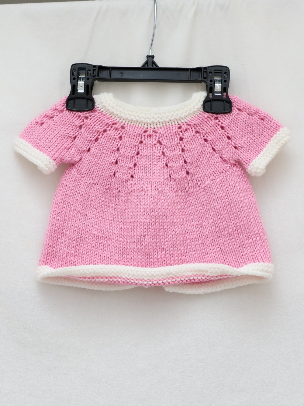 Pink knit baby girl jacket top infant newborn reborn doll pink white cat buttons - Picture 3 of 3